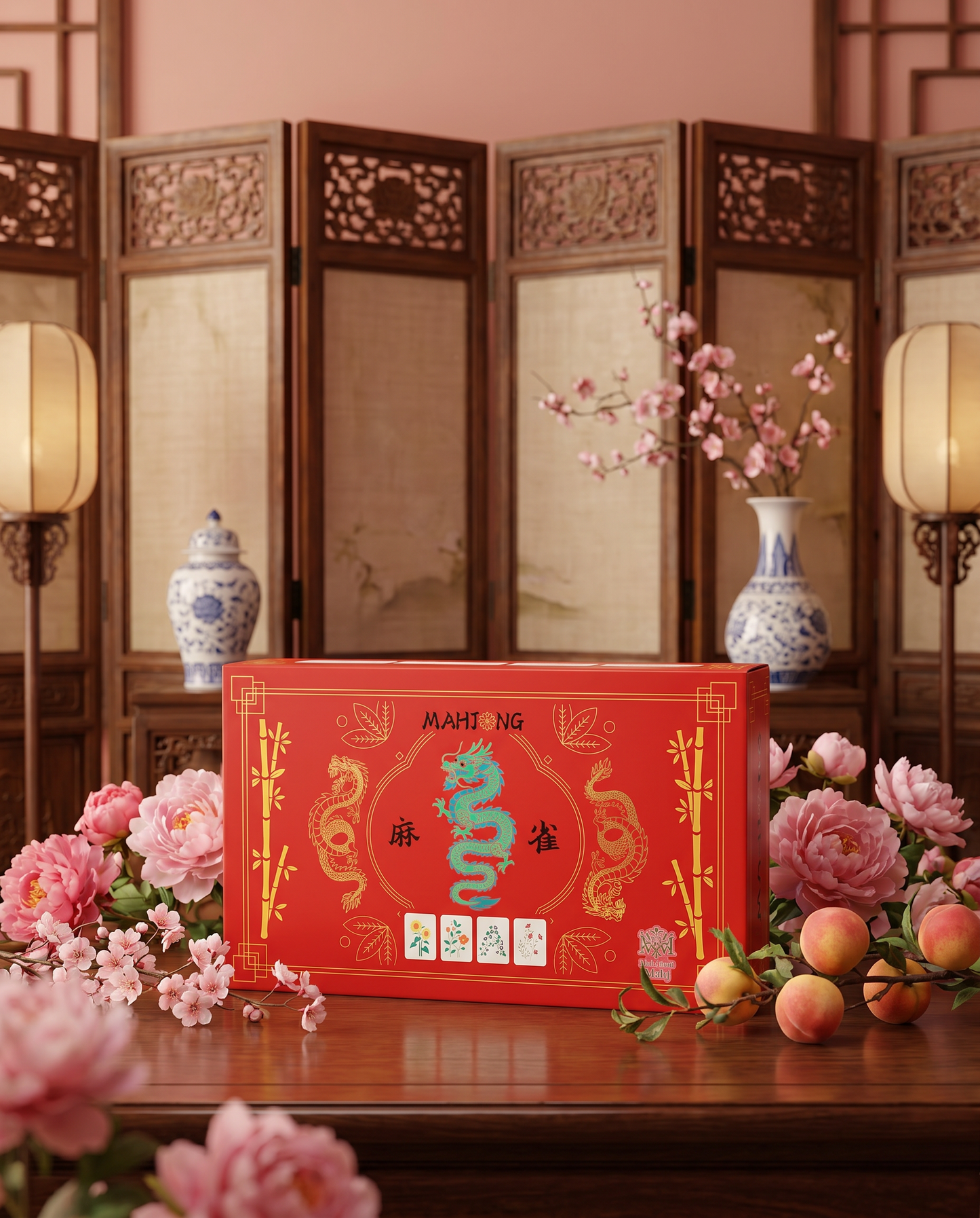 Classic Bold Flower Mahjong set - Premium tile game