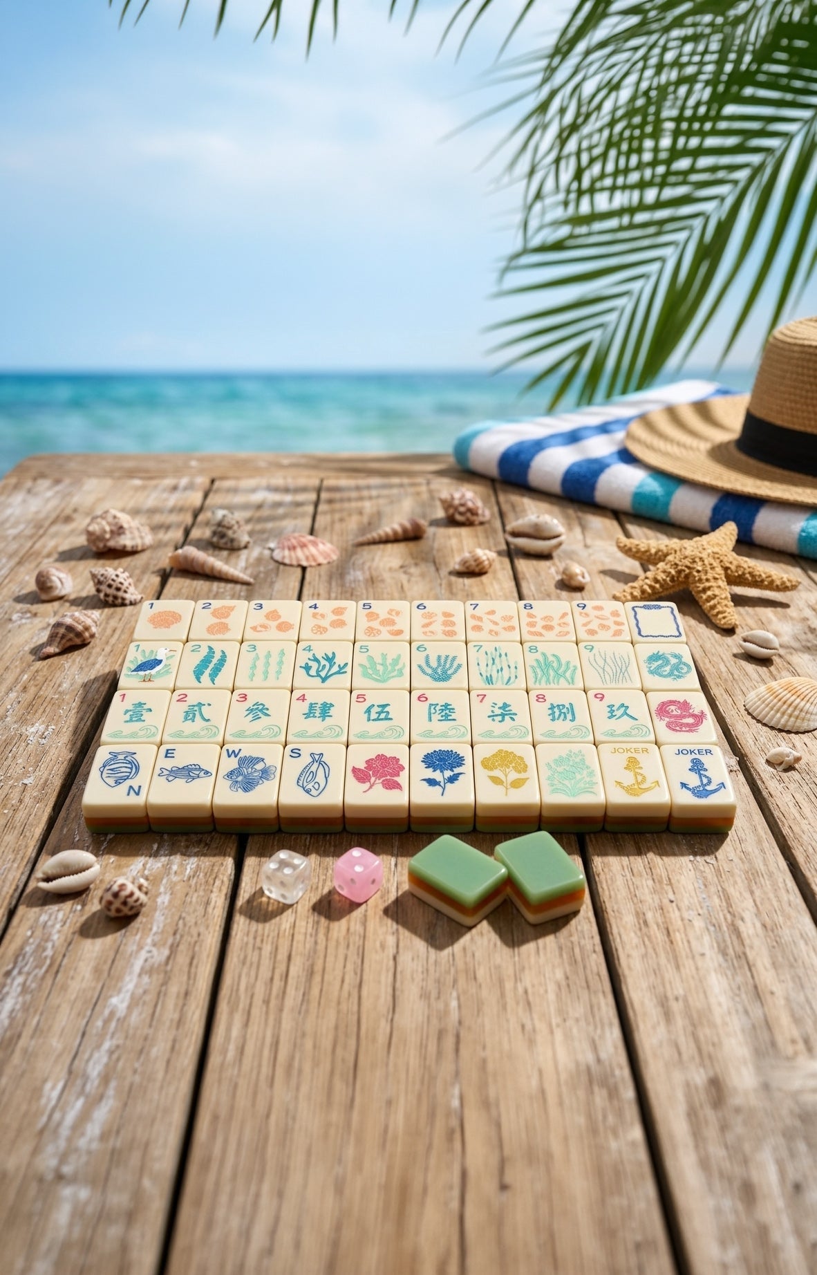 August Pre-Order Coastal Hamptons Mahjong set - Premium tile game