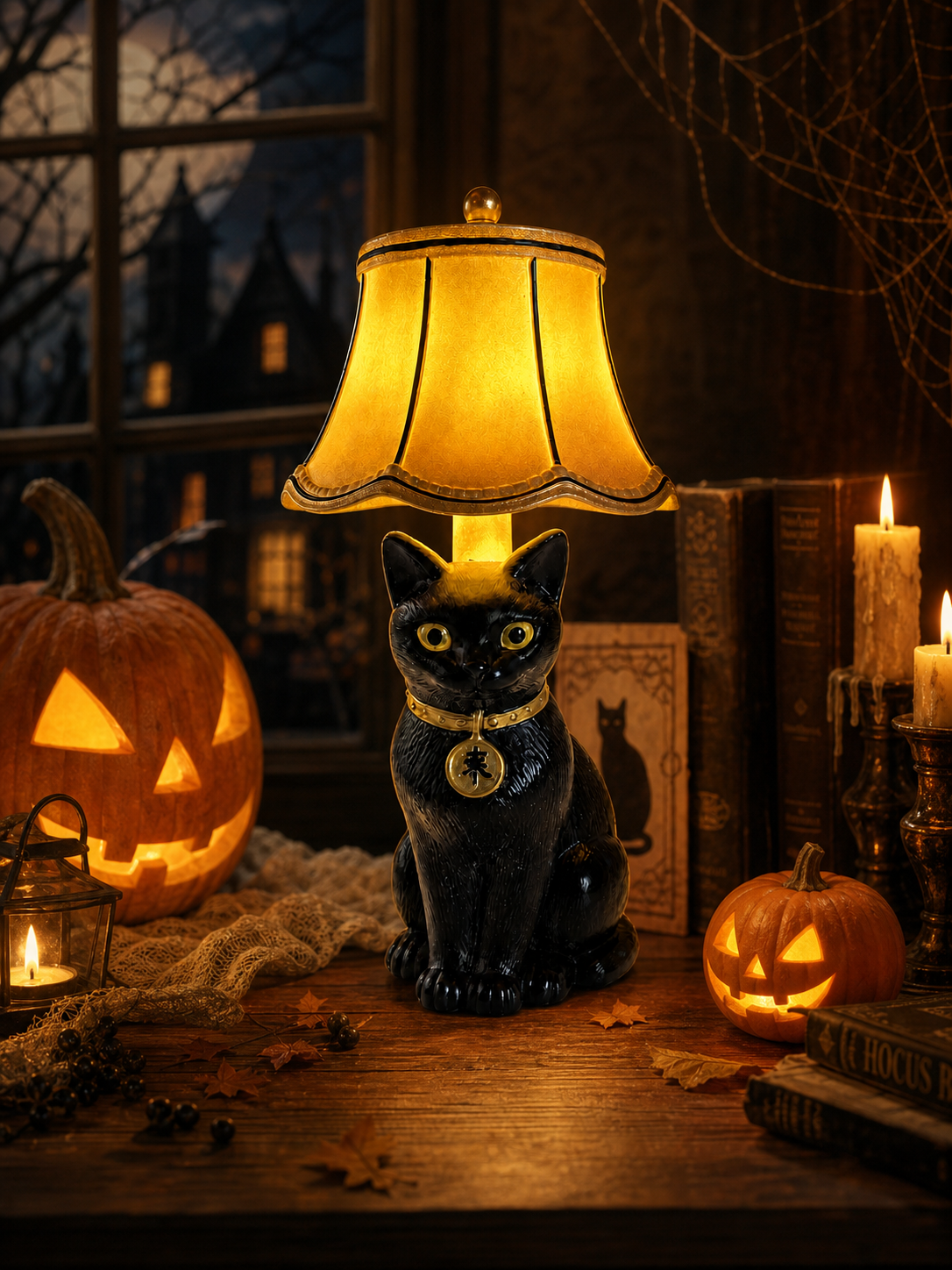 October Pre-Order Black Cat - Cordless Hand-painted Table Lamp