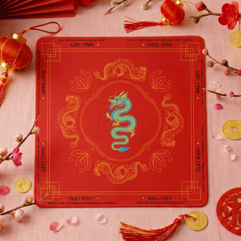 Classic Bold Flower - Rolled Neoprene Mahjong Mat with Storage Tube