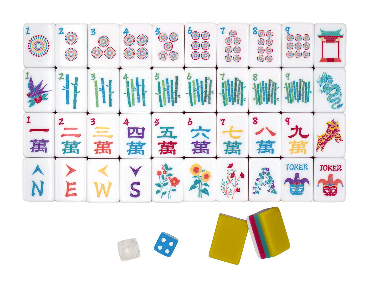 Classic Bold Flower Mahjong set - Premium tile game