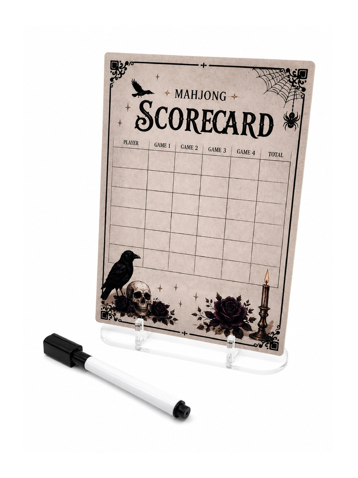 Gothic Halloween Acrylic Mahjong Scorecard
