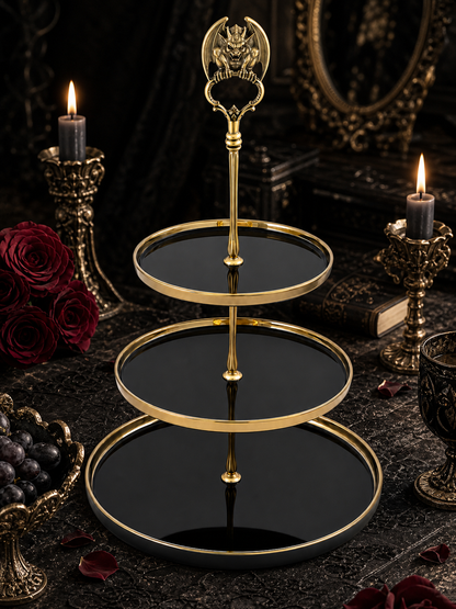 Gothic Gargoyle 3-Tier Ceramic Serving Stand