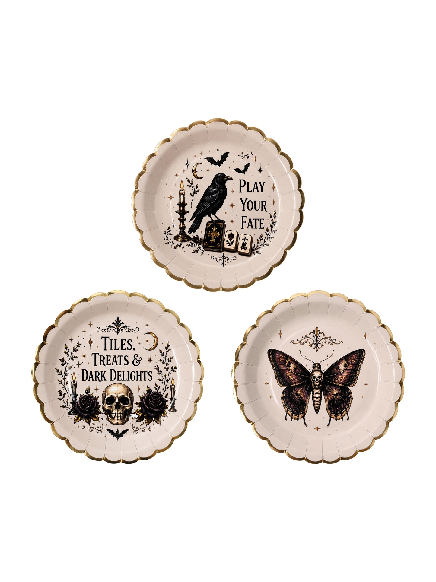 Gothic Elegance 7 inches Paper Plates - 30 pieces 3 in 1