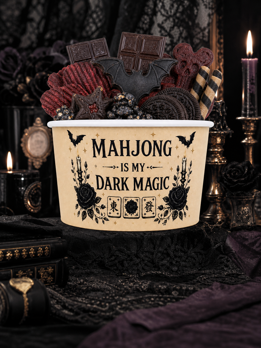 Spooky Mahjong Paper Snack Cup - 20 pieces (Halloween / Gothic Hour)
