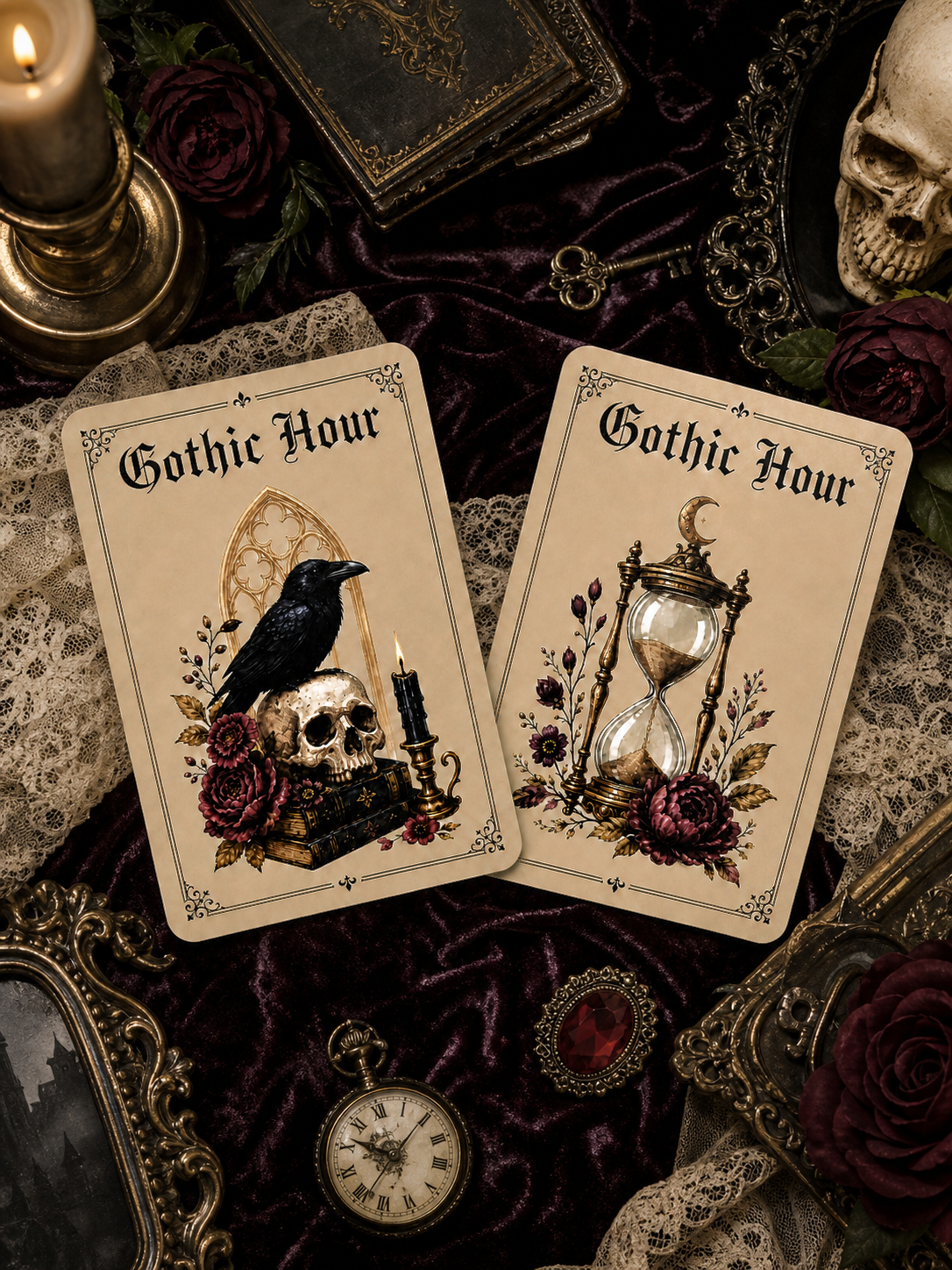 October Pre-Order Gothic Hour Mahjong Tiles, with Black Jelly Crossbody Pouch