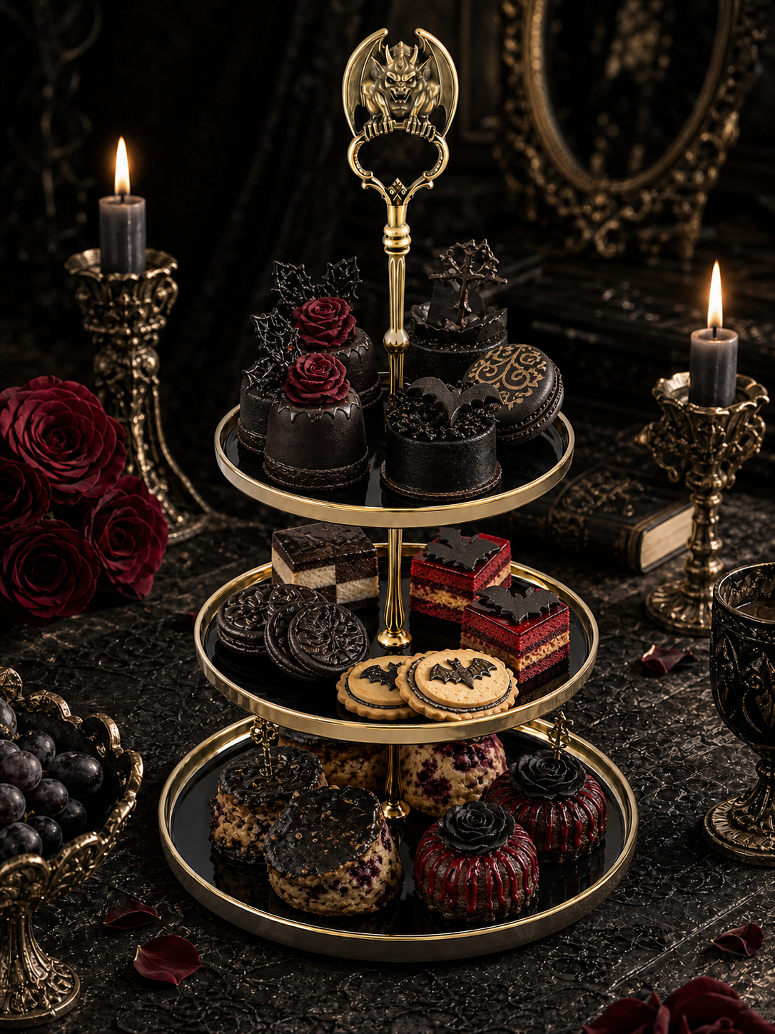 Gothic Gargoyle 3-Tier Ceramic Serving Stand