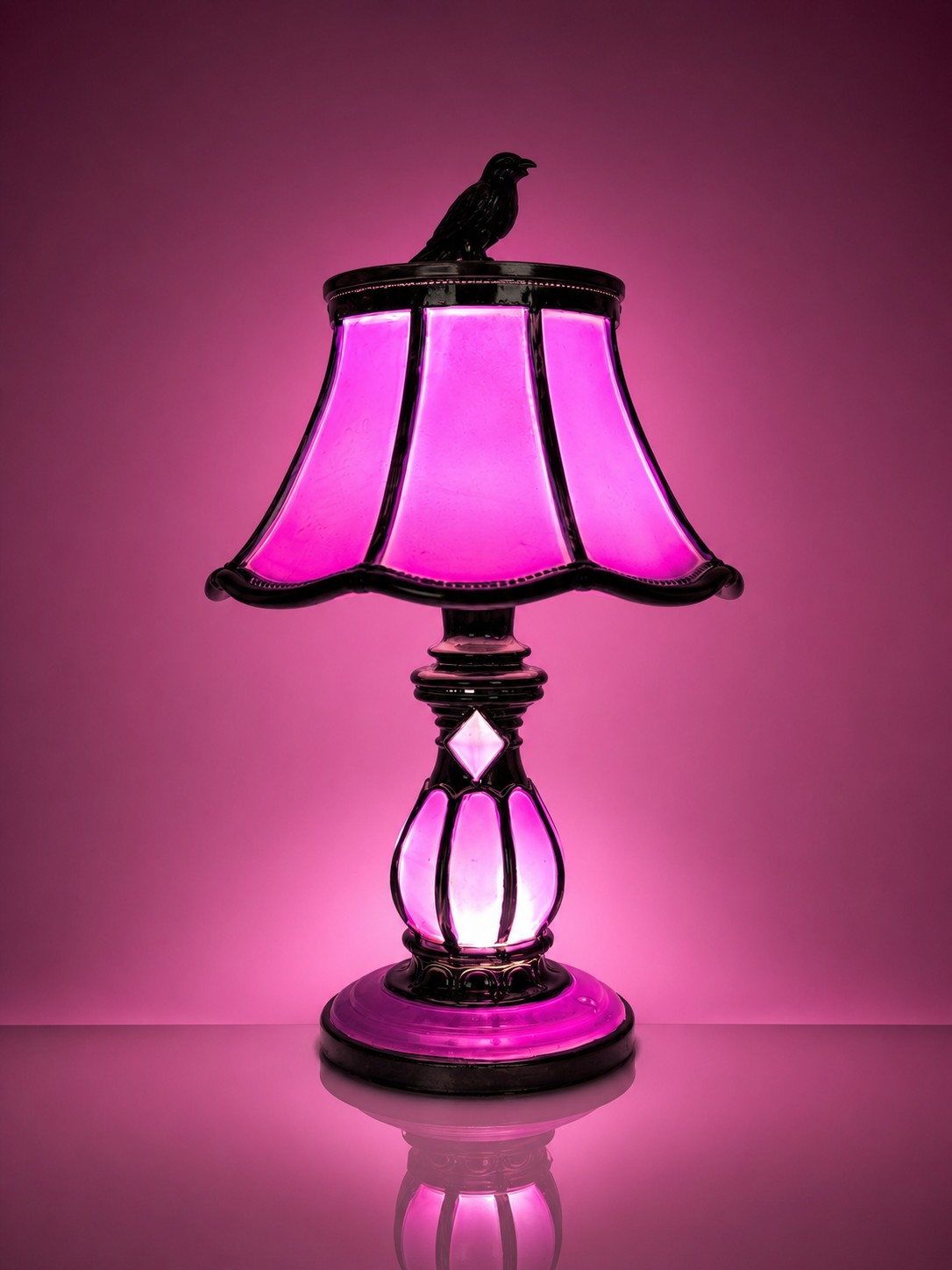 October Pre-Order Gothic Midnight Crow - Cordless Hand-painted Table Lamp
