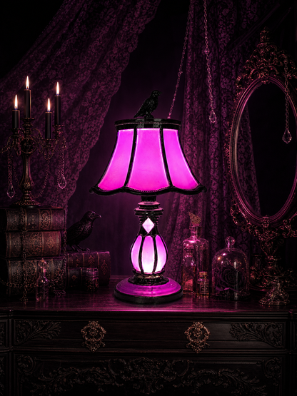 October Pre-Order Gothic Midnight Crow - Cordless Hand-painted Table Lamp