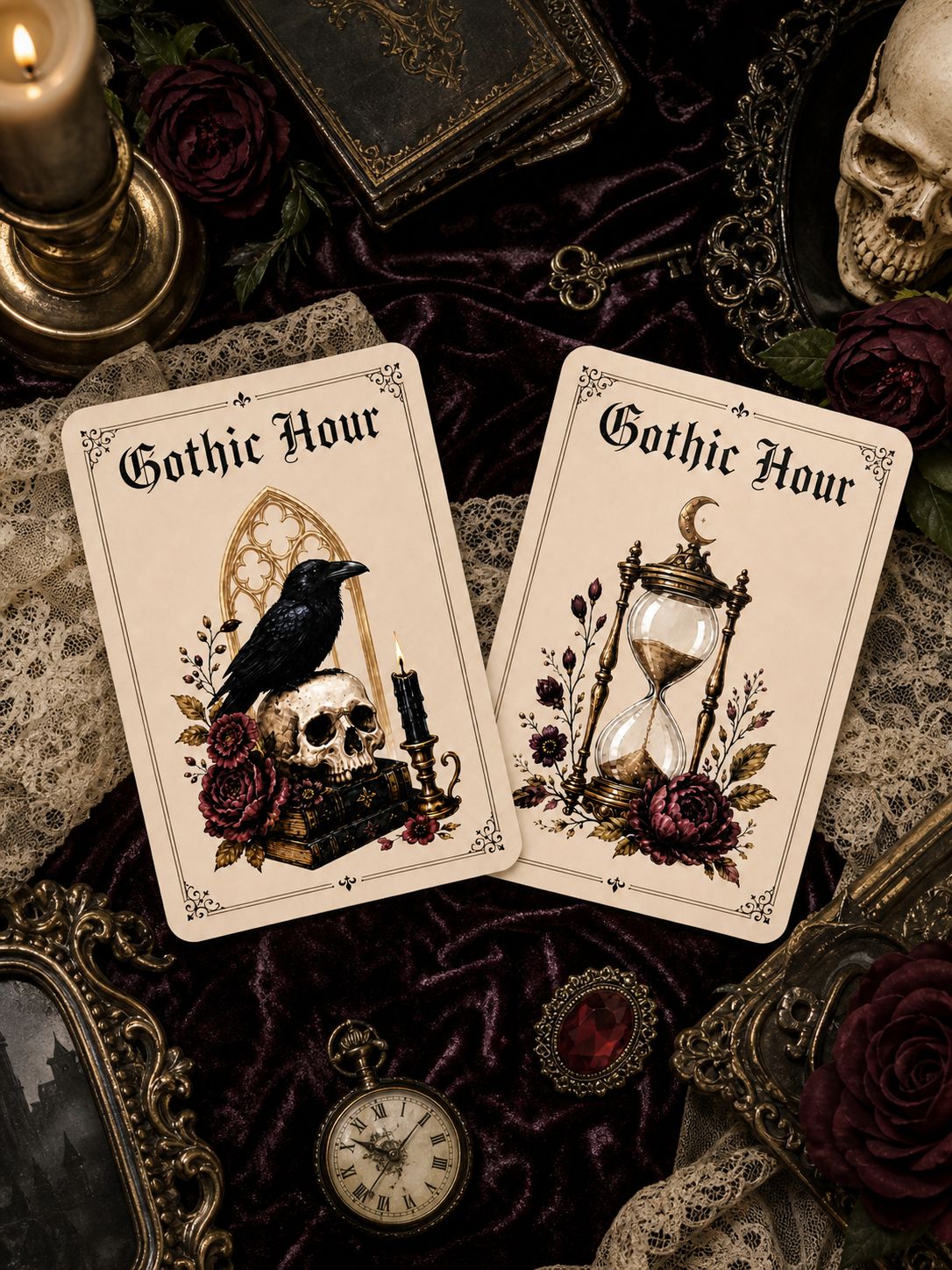 October Pre-Order Gothic Hour Mahjong Tiles, with Black Jelly Crossbody Pouch