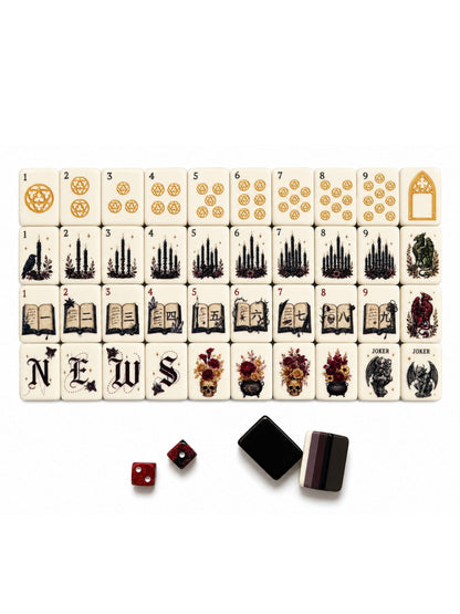 October Pre-Order Gothic Hour Mahjong Tiles, with Black Jelly Crossbody Pouch