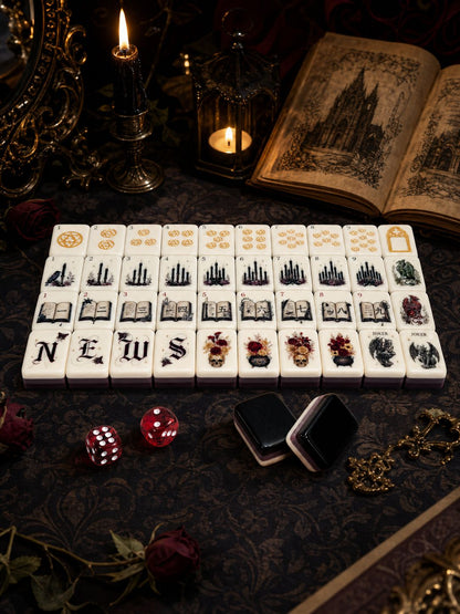 October Pre-Order Gothic Hour Mahjong Tiles, with Black Jelly Crossbody Pouch