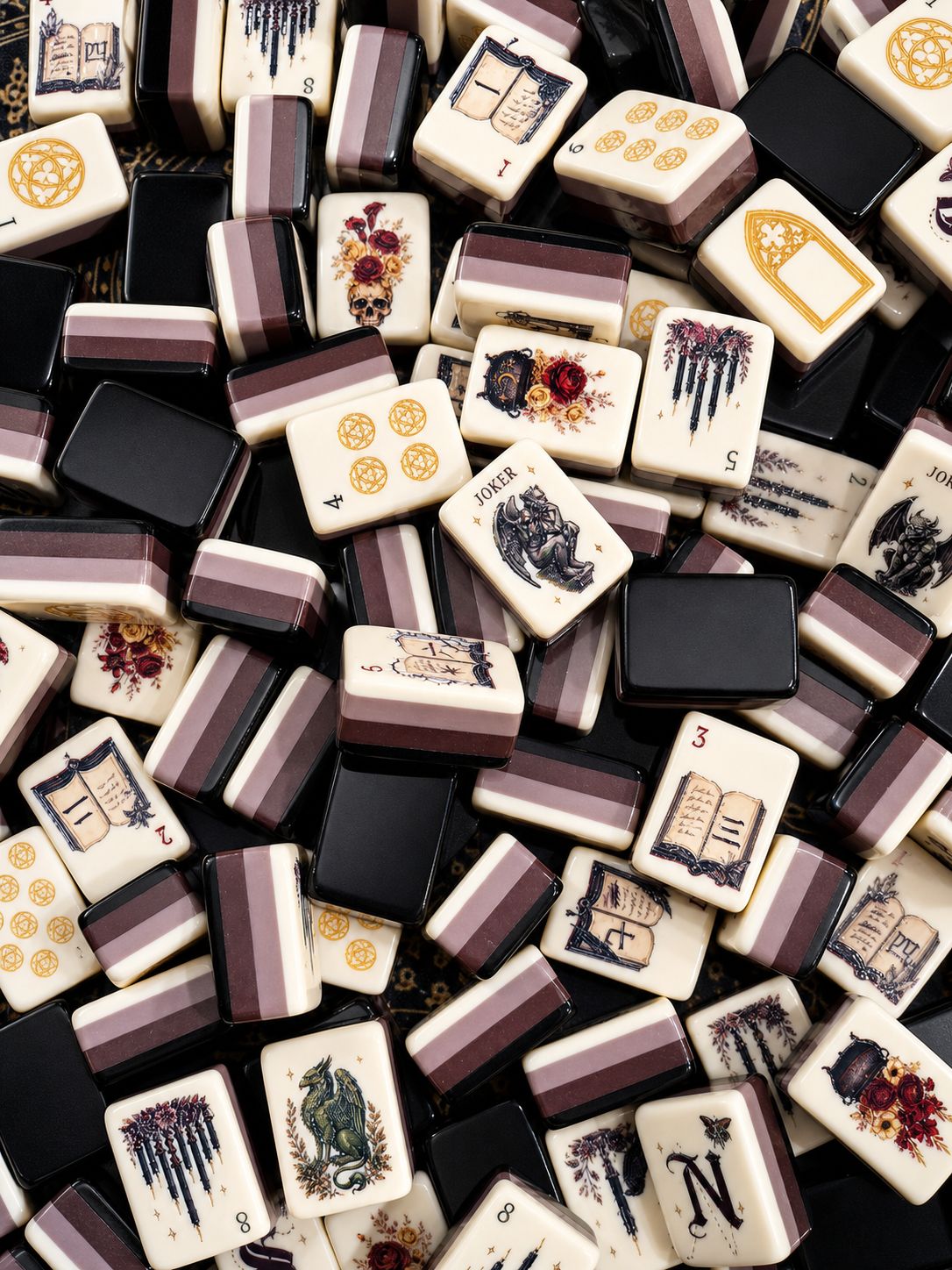 October Pre-Order Gothic Hour Mahjong Tiles, with Black Jelly Crossbody Pouch