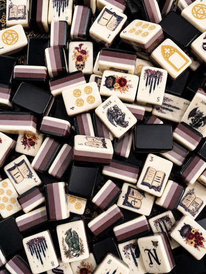 October Pre-Order Gothic Hour Mahjong Tiles, with Black Jelly Crossbody Pouch