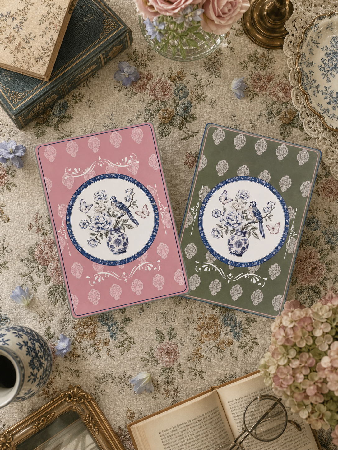 Grandmillennial Luxury American Mahjong Tile Set, with Clear Jelly Crossbody Pouch