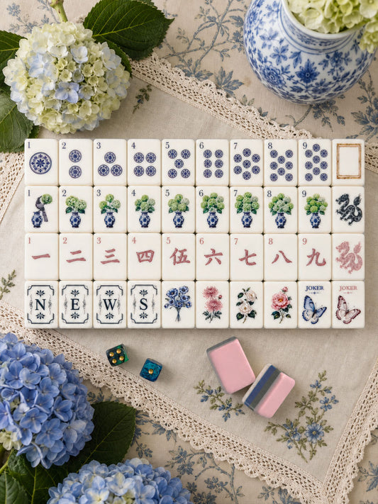 Grandmillennial Luxury American Mahjong Tile Set, with Clear Jelly Crossbody Pouch