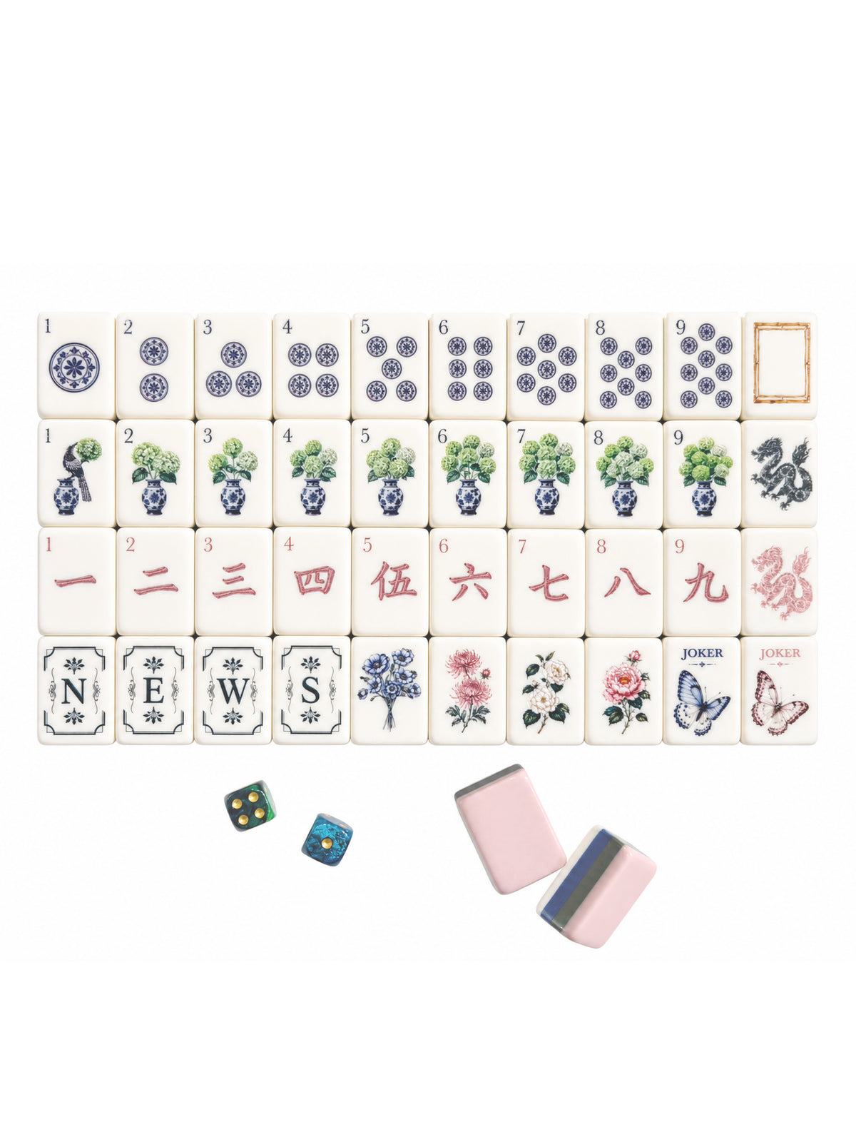 Grandmillennial Luxury American Mahjong Tile Set, with Clear Jelly Crossbody Pouch