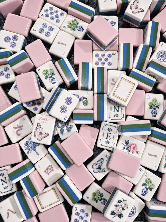 Grandmillennial Luxury American Mahjong Tile Set, with Clear Jelly Crossbody Pouch