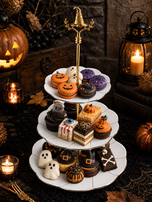 Halloween Witch Hat 3-Tier Ceramic Serving Stand
