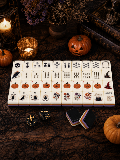October Pre-Order Halloween Mahjong Tiles, with Black Jelly Crossbody Pouch