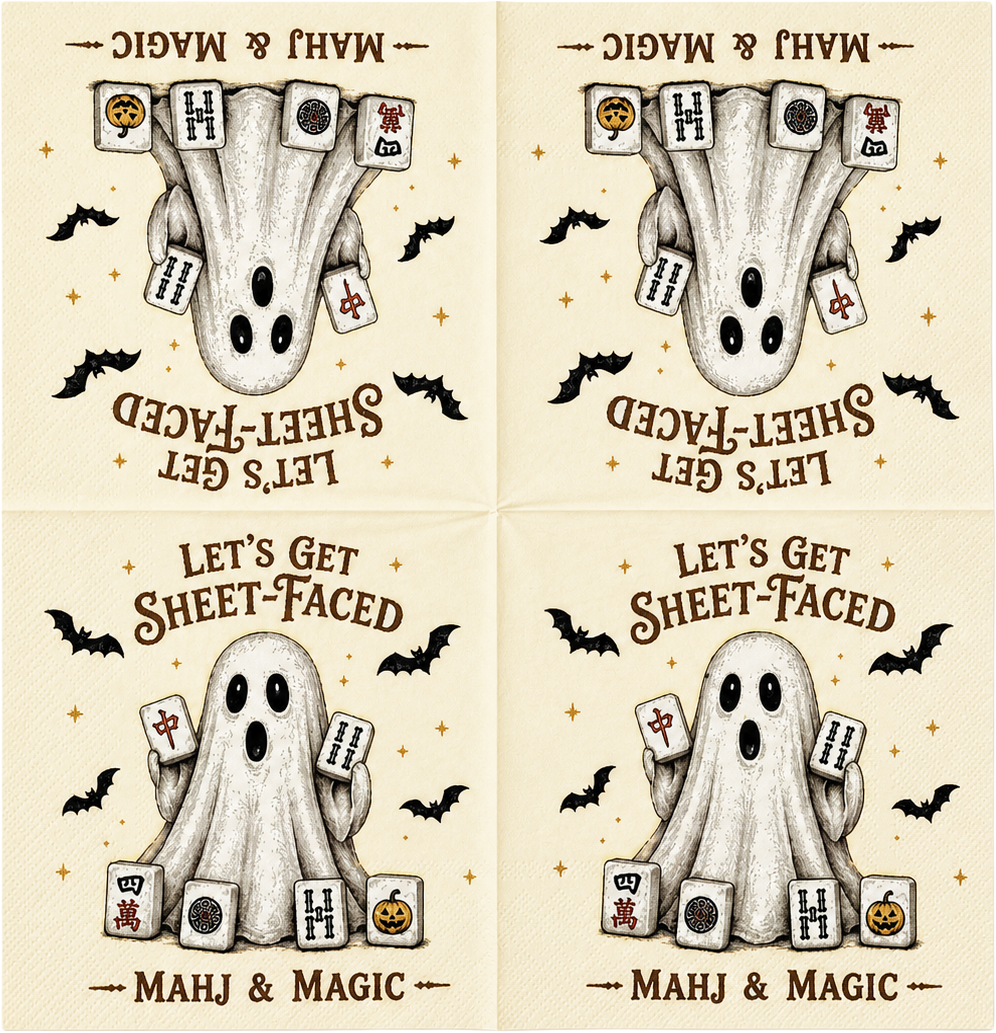 Spooky Halloween Cocktail Paper Napkins 60 pieces, 2 in 1