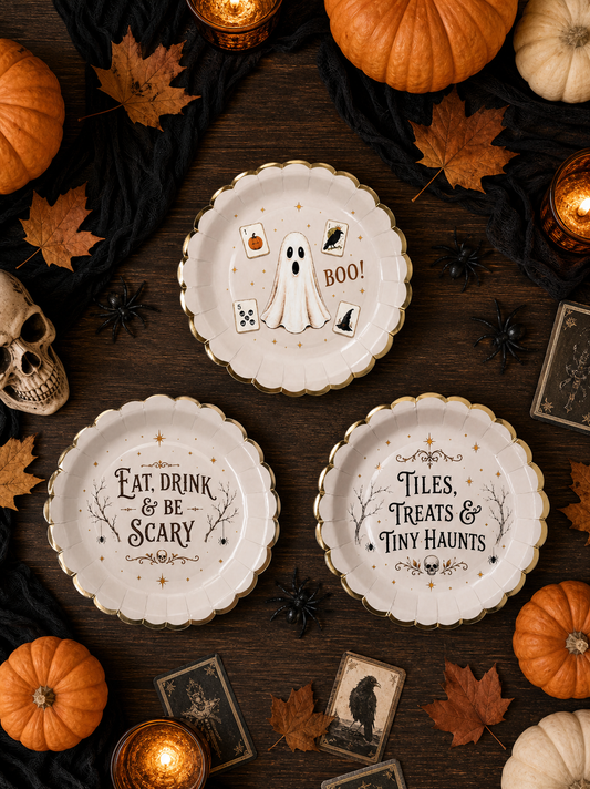 Halloween Boo 7 inches Paper Plates - 30 pieces 3 in 1