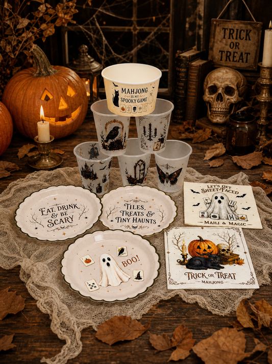 Gothic Halloween Mahjong Party Tableware Kit