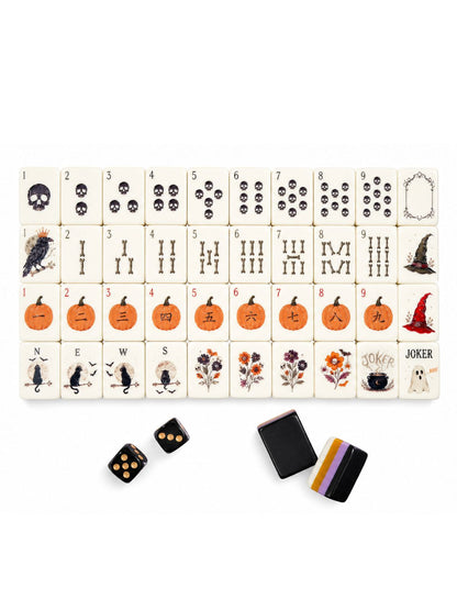 October Pre-Order Halloween Mahjong Tiles, with Black Jelly Crossbody Pouch