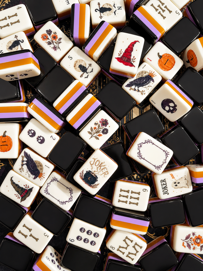 October Pre-Order Halloween Mahjong Tiles, with Black Jelly Crossbody Pouch