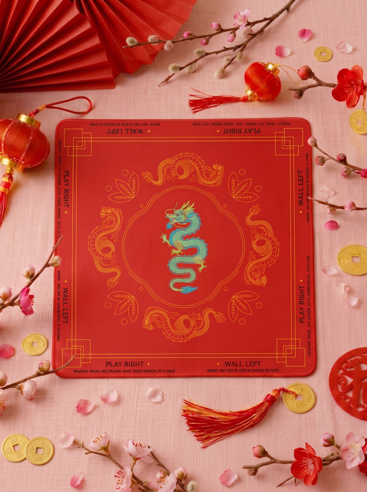 Classic Bold Flower - Rolled Neoprene Mahjong Mat with Storage Tube